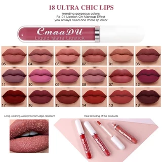 Cmaadu ลิปกลอส เนื้อแมตต์กํามะหยี่ กันน้ํา ให้ความชุ่มชื้น 18 สี