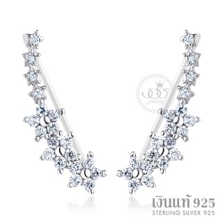 555jewelry ต่างหูแบบติดหู รูปหมู่ดาว ประดับคริสตัล CZ ตัวเรือนเงินแท้ 92.5 จัดส่งพร้อมกล่อง รุ่น MD-SLER125 [SLER-BOX2]