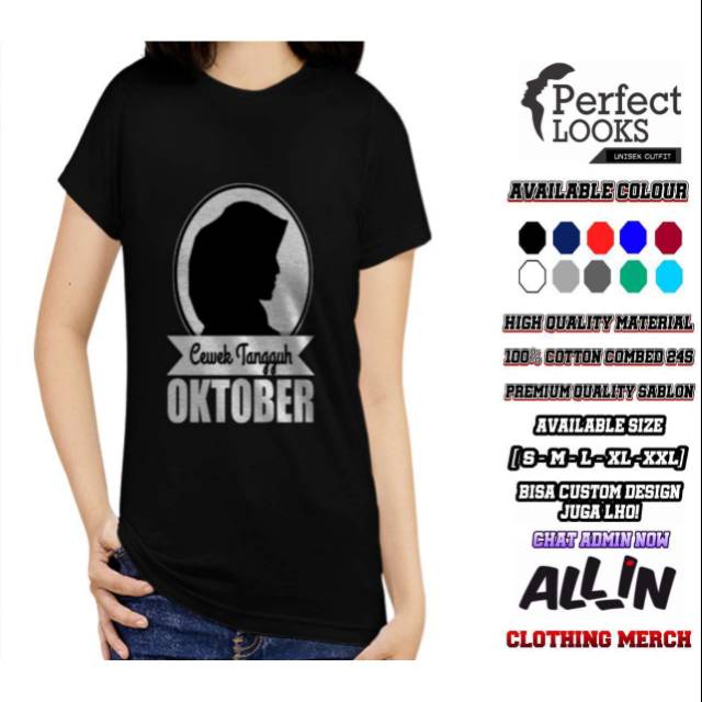 ผู้หญิง& 39;s DISTRO เสื้อยืด OCTOBER GIRLS TOUGH OCTOBER MATERIAL 100% COTTON COMBED