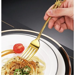ช้อนส้อมสเตนเลส สไตล์ยุโรป เรโทร ของใช้บนโต๊ะอาหาร สําหรับสเต็ก กาแฟ