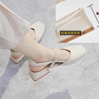 Womens sandals round toe summer 2021 new style Korean-style retro thick heel women white casual shoes