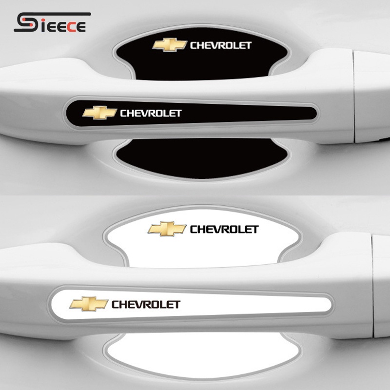 Sieece คาร์บอนไฟเบอร์ ยางกันกระแทกขอบประตูรถยนต์ ฟิล์มกันรอยมือจับประตู สติ๊กเกอร์กันรอย สําหรับ Chevrolet Trax Sonic Colorado Trailblazer Optra Orlando Cruze Aveo Captiva Sail