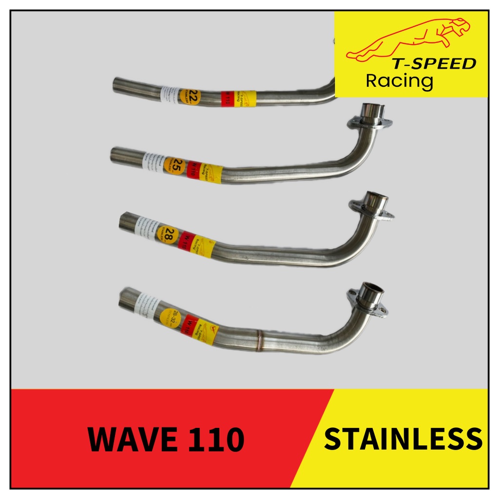 คอท่อ Honda Wave 110 🔩 Stainless steel แท้ เกรด 304 หนา: 1.2 มิลลิเมตร  มีขนาดให้เลือก:  Size 22 m.m