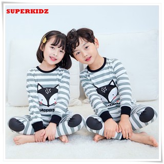 K127 ชุดนอนเด็ก ชุดนอนเด็กผู้ชาย ชุดนอนเด็กลายสุนัขจิ้งจอก [100%COTTON] By Superkidz