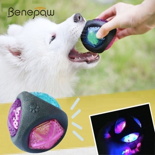 Benepaw ลูกบอลยาง มีไฟแฟลช LED ขนาดใหญ่ ที่ทนทาน ของเล่นสําหรับสัตว์เลี้ยง สุนัข