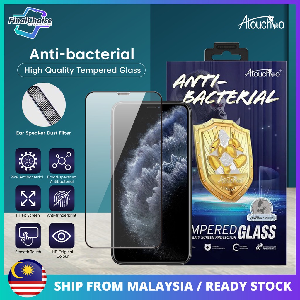 Atouchbo Anti Bacterial กระจกนิรภัยคุณภาพสูงสําหรับ A.Phone 11/ 11 Pro/ 11 Pro Max/ 12 Mini/ 12/ 12 