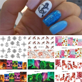 Nail Tatto แทททู ติดเล็บ สติกเกอร์เล็บแบบลอกน้ำ รวมลายการ์ตูน ดอกไม้ หินอ่อน แพทเทิ้ล YZW-B01-48✨