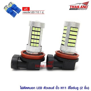 LED หลอดไฟตัดหมอก ขั้วหลอด H11 แสงสีไอซ์บลู / 1 คู่ พิเศษ แถมไฟหรี่ T10 สีไอซ์บลู1 คู่