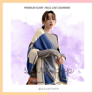 POP2103 [PREMIUM SCARF] ผ้าพันคอ ผ้าคลุมไหล่ สไตล์ยุโรป feels like cashmere ผ้าพันคอแบรนด์