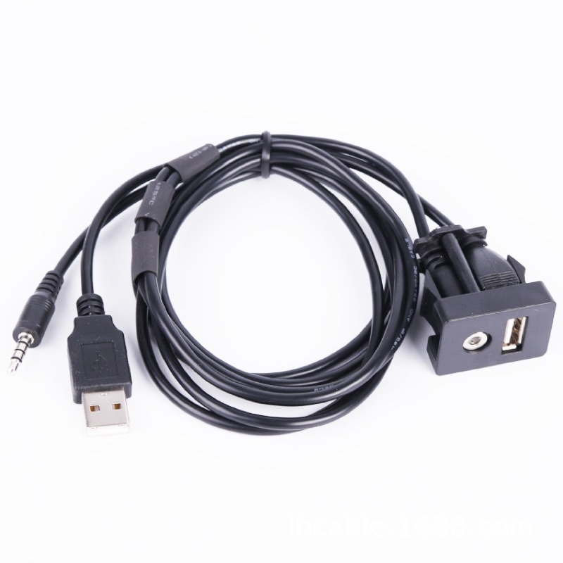 CarACC ทนทาน Dash Flush Mount USB พอร์ต 3.5 มม. AUX USB สายต่อพ่วงแผงยึดแจ็คหูฟัง