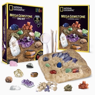 (ของแท้100%) NATIONAL GEOGRAPHIC Mega Gemstone Dig Kit | Dig Up 15 Real Gems