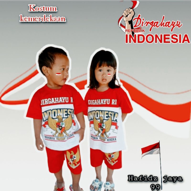 MERAH INDONESIAN CHILDRENS SUITS 2-10 ปี / ชุดมุสลิม I LOVE INDONESIA / เสื้อผ้าสีแดงและสีขาว / UNIF