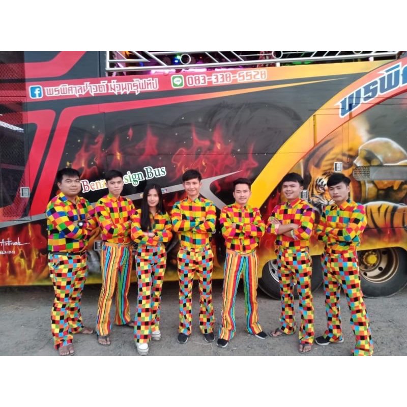 (เฉพาะเสื้อ)เสื้อสีสด ลายสก็อต ย้อนยุค แหยม รถแห่ ใส่ได้ทั้งผู้หญิงผู้ชาย[พร้อมส่ง] - รูปที่ 6