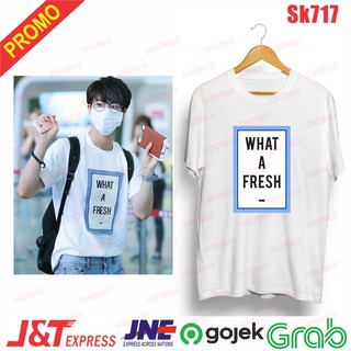 คอตต้อนคอกลม!! เสื้อยืด พิมพ์ลาย Bts jin What a fresh sk717 combed 30s สําหรับผู้ชาย และผู้หญิงS-5XL