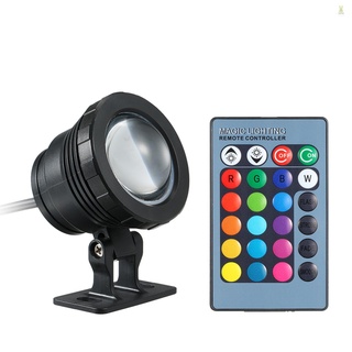 Flt โคมไฟใต้น้ํา LED AC DC 12V 10W RGB พร้อมรีโมตคอนโทรล เปลี่ยนสีได้ 16 สี สโตรบ เฟด เรียบลื่น 4 เอฟเฟคไฟ IP65 กันน้ํา (ส่วนใหญ่ 1 เมตร) Desi