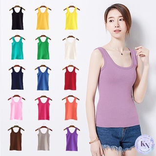 🎏Korea NEW เสื้อกล้ามคอกลมผ้าร่อง 16 สี ผ้านิ่ม ใส่สบาย