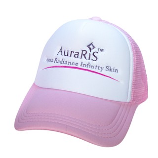 AuraRIS หมวกแก๊ป งานปักสวยงาม หมวกแฟชั่น รุ่น Limited Edition ใส่กันแดด ใส่เที่ยว  สีชมพู-ขาว แข็งแรง ทนทาน ปรับขนาดได้