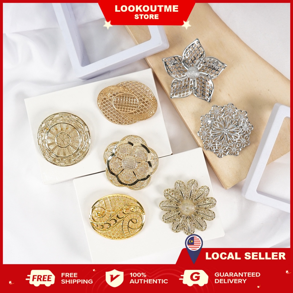 เข็มกลัด Doh Kerongsang คลาสสิก Tradisional Kebaya Pin Tudung ผ้าคลุมไหล่ Bawal ไหล่ Hijab อุปกรณ์เสริม Jewellery แฟชั่น