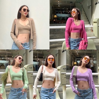 Crop bra + cardigan set💘(440฿)