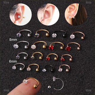 ต่างหูห่วงลูกบาศก์เซอร์โคเนีย tragus 1 ชิ้น