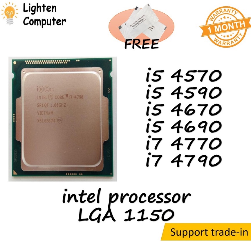 【Support Trade-in】หน่วยประมวลผล Intel ( CPU ) i3 4130 4150 i5 4460 4570 S 4670 K 4690 i7 4770 4790 LGA 1150 มือสอง