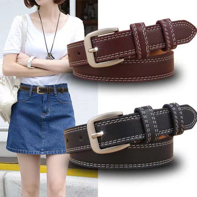 พร้อมส่ง!! เข็มขัดสไตล์เรียบง่าย สไตล์เกาหลี แฟชั่นสำหรับผู้หญิงและผู้ชาย เข็มขัดหนังPU（ P07 ）
