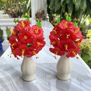 **พร้อมส่ง** ดอกชบาจิ๋ว ดอกชบาแดง ดอกชบาถวายพระพิฆเนศ แจกันชบาแดง **แจกันละ 95 บาทเท่านั้น