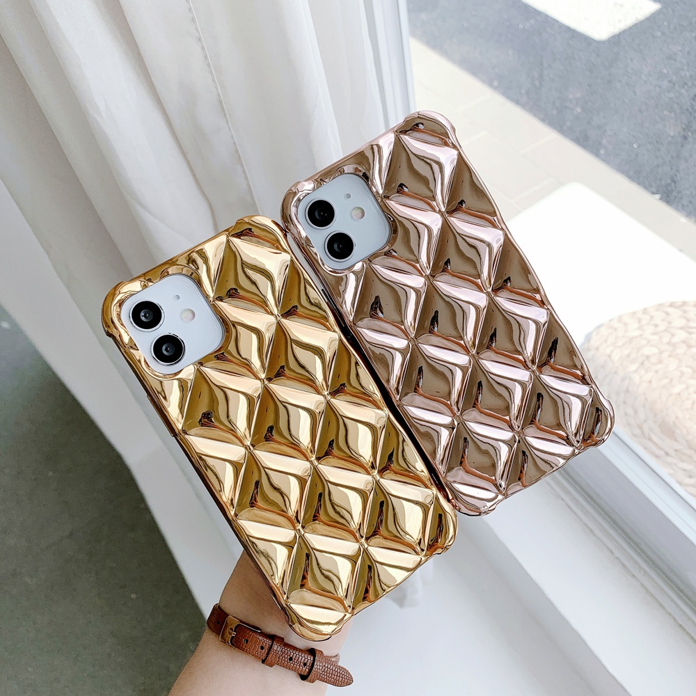 เคสป้องกันโทรศัพท์มือถือ ลายตาข่าย 3D หรูหรา สีทอง สีเงิน สําหรับ 13Promax 13Pro 12Promax 11 Xsmax XR Xs 7 8 Plus SE2020 compatible for เคสไอโฟน