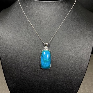 จี้หินเงินแท้ คริสโซคอลลาสีฟ้า (Blue Chrysocolla from Peru Pendant with 925 Silver)