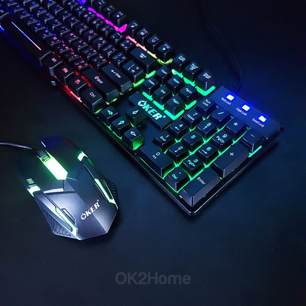 ㍿▦【COD】 แป้นพิมพ์p✠🚀ส่งเร็ว🚀 Oker Keyboard + Mouse KM-6120 คีบอร์ด ไฟทะลุตัวอักษร ชุด เม้าส์ คีย์บอร