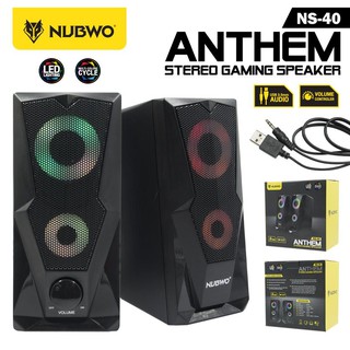 ลำโพง NUBWO ANTHEM STEREO GAMING SPEAKER (2.0) รุ่น NS40 มีไฟ LED (ประกัน 1 ปี)