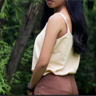 เสื้อสายเดี่ยว ผ้าฝ้ายพื้นเมือง สีครีม