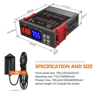 【พร้อมส่งจากไทย/COD】STC-3028 /STC 1000เครื่องควบคุมความชื้นและอุณหภูมิ AC 110-220V DC 12V DC 24V 10A จอแสดงผล LED แบบคู่
