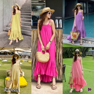 Maxidress สายเดี่ยวชายระบาย