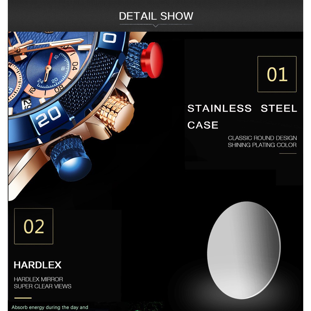 A LIGE Fashion Blue Men's Watch Brand Luxury Clock Sports Chronograph