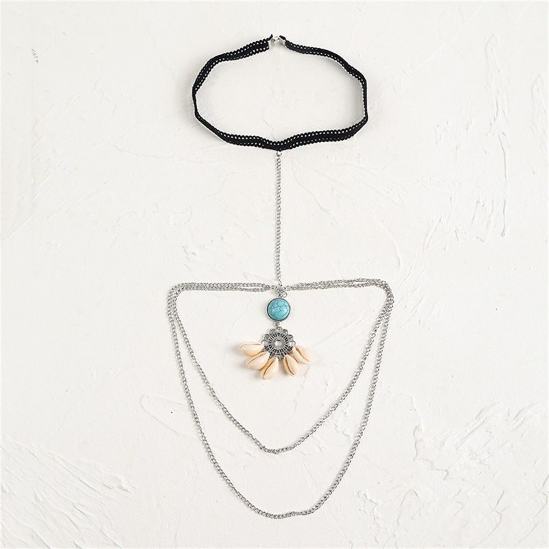 seng Metal Body Chain Sexy Style Simple Multilayer Shell Turquoise ...