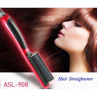 HAIR STRAIGHTENER แปรงหวีผมตรงแบบมีวอลลุ่ม ผมตรงไวใน 1 นาที วัสดุเซรามิคทนร้อนสูง ปรับร้อนได้ตามต้องการรุ่น 908