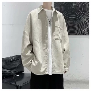 MNO.9 Men Shirt C601 เสื้อเชิ้ตแขนยาวผู้ชาย ผ้าลูกฟูก สีพื้นลำลอง