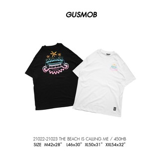 [100% Cotton] GUSMOB เสื้อยืด 21022-21023 THE BEACH IS CALLING ME