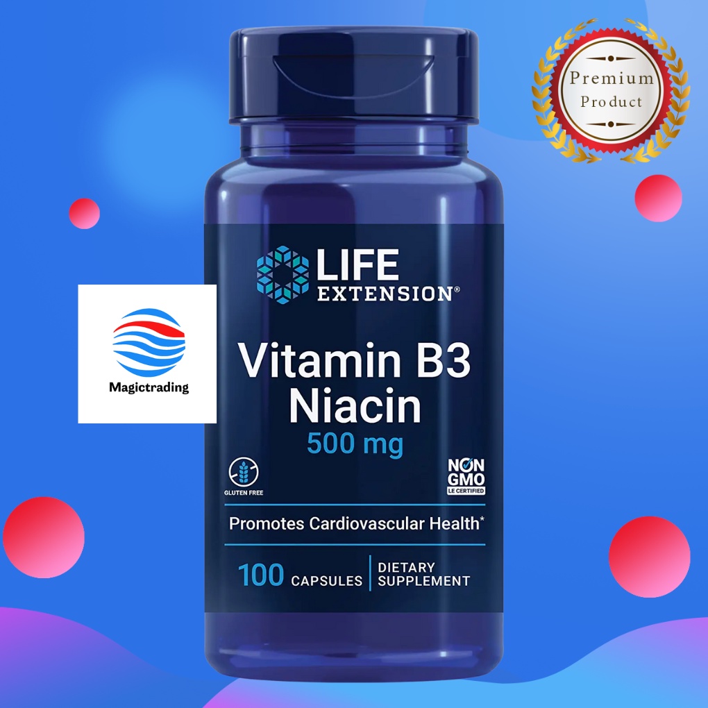 Life Extension Vitamin B3 Niacin 500 mg / 100 Capsules