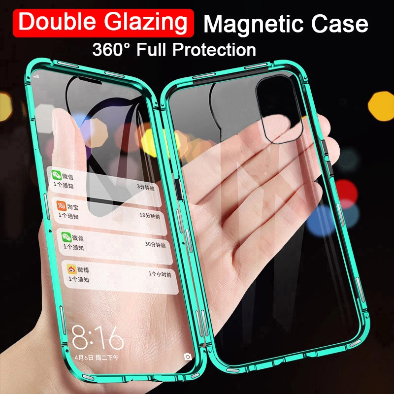 เคสโทรศัพท์มือถือแบบแก้ว ฝาพับแม่เหล็ก สองด้าน 360 องศา สําหรับ Oppo Reno 10 Pro Reno10 Reno10Pro 5G° เคสแข็ง ป้องกัน