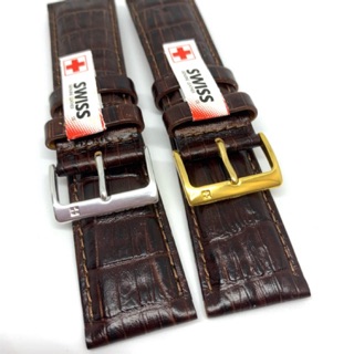 สายนาฬิกาหนังสีน้ำตาลเข้ม SWISS GENUINE LEATHER 24mm