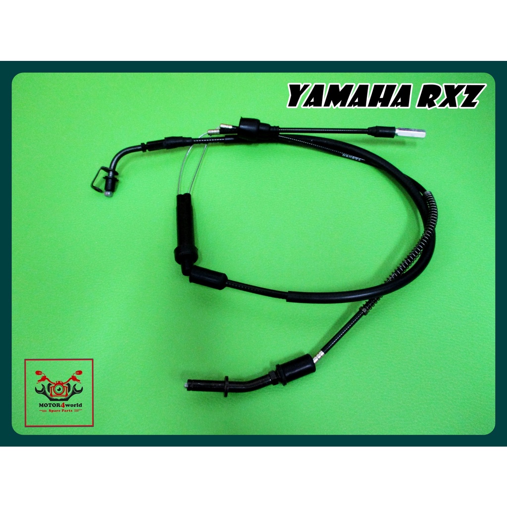 YAMAHA RXZ - THROTTLE CABLE SET // สายเร่งชุด ชุดสายคันเร่ง "สีดำ"