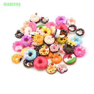 MA 10Pcs Lovely DIY Phone Case Decor Crafts Miniature Resin Doughnut Dollhouse Food Supply