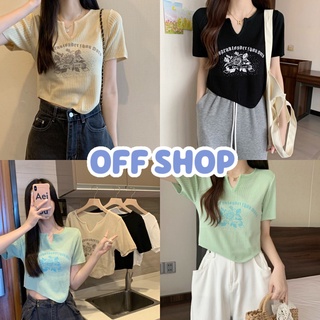 OFF SHOP พร้อมส่ง (OFF-56063) เสื้อครอปไหมพรม คอวี น่ารักใส่แล้วเกาหลีสุดๆ -C