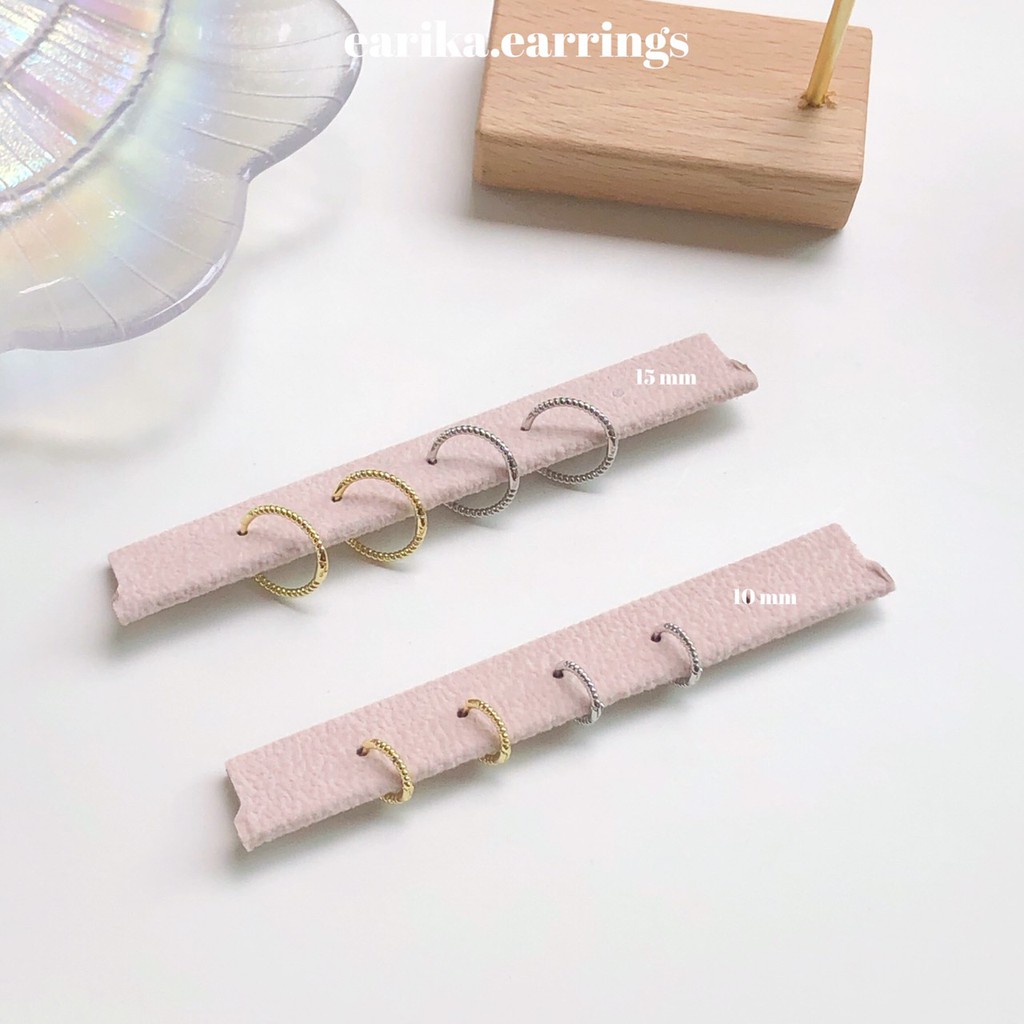 earika.earrings - flat chain hoop ต่างหูห่วงเงินแท้เกลียวบาง (มีให้เลือก 2 สี 2 ขนาด) ผิวแพ้ง่ายใส่ได้