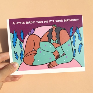 การ์ดวันเกิด การ์ด อวยพร วันเกิด ลายผู้หญิง Little Birdie Told Me Its Your Birthday แบรนด์ Ping Hatta Birthday Card