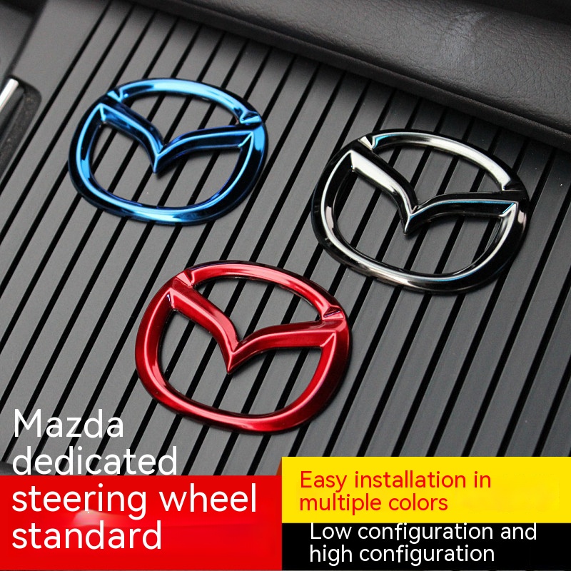 สติกเกอร์โลโก้ สําหรับติดตกแต่งพวงมาลัยรถยนต์ Mazda M3 M6 Axela CX4 CX5