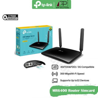 TP-LINK Router 4G LTE 300Mbps(4Port Lan) รุ่นMR6400(เร้าเตอร์ใส่ซิม)รับประกัน3ปี