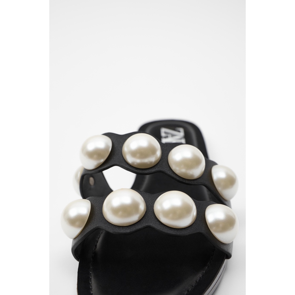 CODZARA LEATHER SLIDE SANDALS WITH PEARLS WOMEN SANDALS zo47nb0g0h